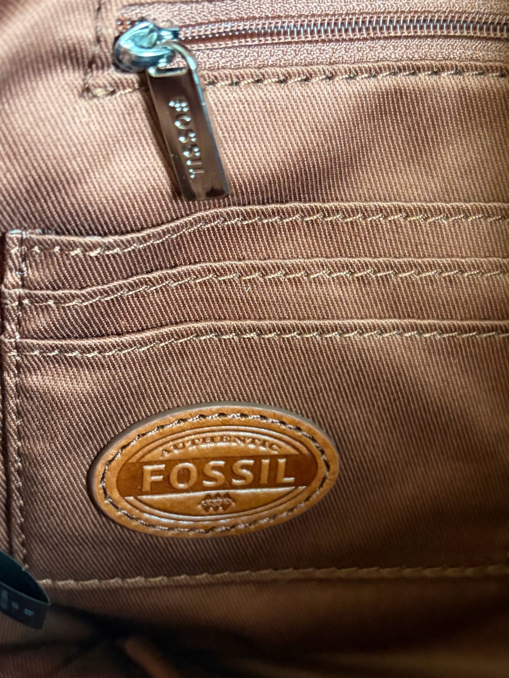 Fossil Tan Leather Crossbody with Key Charm - Picture 12 of 14